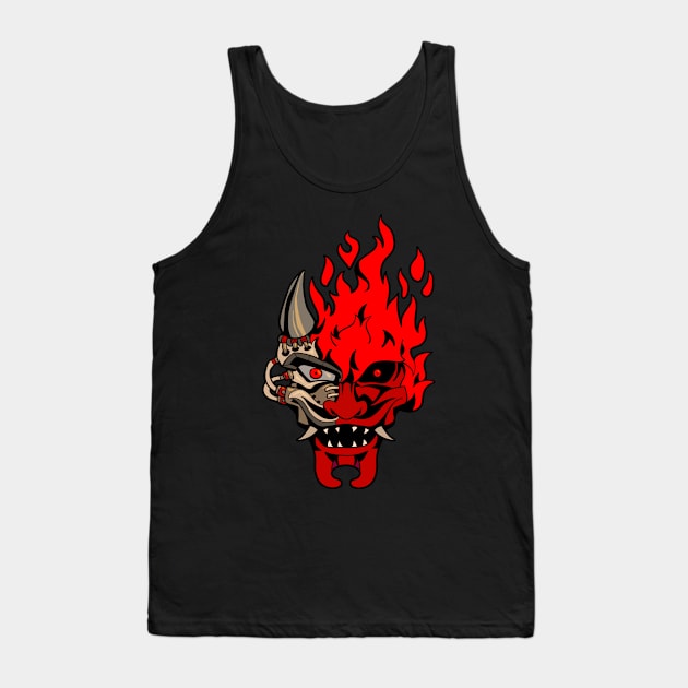 OniCyborg Cyberpunk Oni Samurai Evil Japanese Streetwear Tank Top by Blink_Imprints10